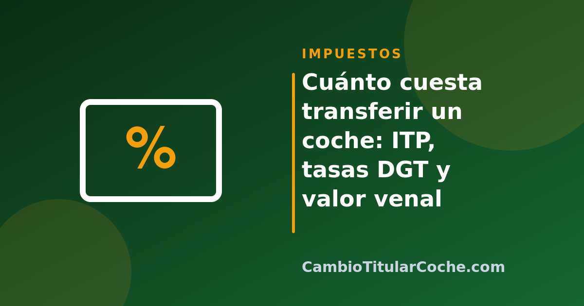 Cuánto cuesta transferir un coche: ITP, tasas DGT y valor venal