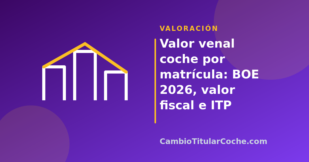 Valor venal coche por matrícula: BOE 2026, valor fiscal e ITP